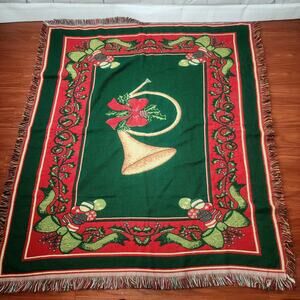 Beacon Throw Blanket Christmas Horn warm Holiday Woven Bows ornaments Decore